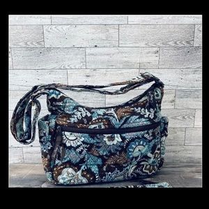 Vera Bradley Java Blue Quilted Crossbody Bag - Retired EUC